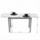 Mesa de cocina extensible PARIS ÓPTICO sobre de cristal blanco PURO y estructura en metal gris 110/170x70cm