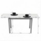 Mesa de cocina extensible PARIS ÓPTICO sobre de cristal blanco PURO y estructura en metal gris 110/170x70cm
