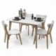 Conjunto de comedor de diseño nórdico MELAKA mesa extensible y 4 sillas