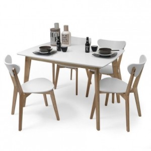 Conjunto de comedor de diseño nórdico MELAKA mesa extensible y 4 sillas