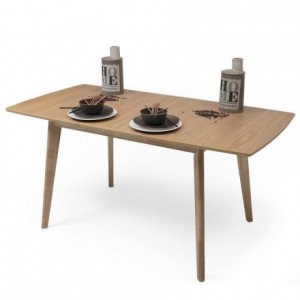 Conjunto de comedor de diseño nórdico MELAKA mesa extensible roble y 4 sillas
