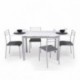 Mesa de cocina extensible PARIS WHITE sobre de cristal y estructura en metal blanco 110/170x70cm