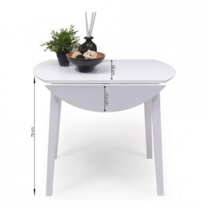 Conjunto de comedor DALLAS WHITE mesa de comedor redonda 90x55 extensible y 2 sillas de comedor