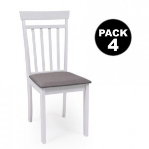 Conjunto de comedor KANSAS WHITE mesa de 112x72 cm y 4 sillas de comedor color blanco