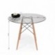 Mesa de cocina o comedor redonda TOWER VINTAGE 90 sobre de cristal de 90 cm y patas de madera de haya