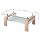 Mesa de centro KENIA tapa y revistero de cristal y pies de mdf