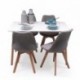 Conjunto de comedor TOWER DAY ROMBOS con mesa lacada blanca de 120x80 cm y 4 sillas NEW DAY TELA