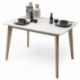 Conjunto de comedor de diseño nórdico MELAKA mesa extensible blanca y 4 sillas tapizadas