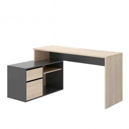 Mesa escritorio Skat blanco y roble 139x93x75 cm