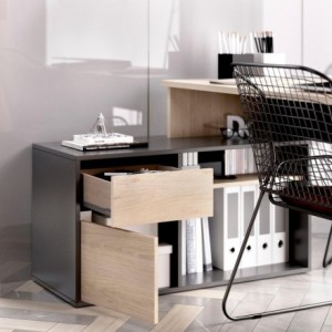 Mesa escritorio ROX color blanco/natural, grafito/natural o blanco 92x139x75 cm / 51x200-230x75 cm