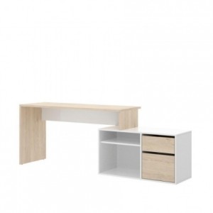 Mesa escritorio ROX color blanco/natural, grafito/natural o blanco 92x139x75 cm / 51x200-230x75 cm