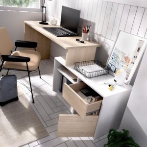 Mesa escritorio ROX color blanco/natural, grafito/natural o blanco 92x139x75 cm / 51x200-230x75 cm