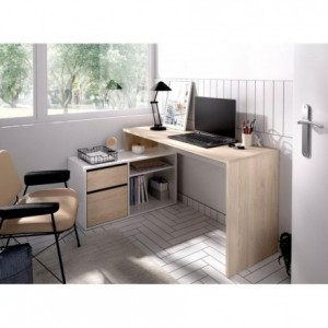 Mesa escritorio ROX color blanco/natural, grafito/natural o blanco 92x139x75 cm / 51x200-230x75 cm