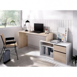 Mesa escritorio ROX color blanco/natural, grafito/natural o blanco 92x139x75 cm / 51x200-230x75 cm