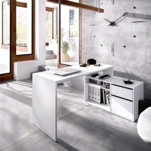 Mesa escritorio ROX color blanco/natural, grafito/natural o blanco 92x139x75 cm / 51x200-230x75 cm