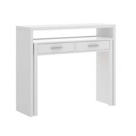Consola escritorio SEVEN tablero de partículas melaminizado color blanco brillo 99x36x88cm