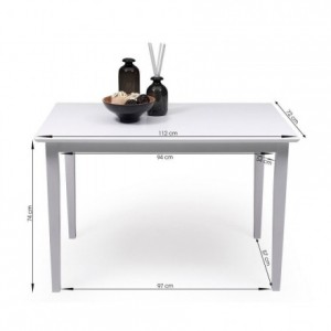 Mesa de comedor o cocina KANSAS sobre de MDF y patas de madera lacada en color blanco 112x74x72 cm