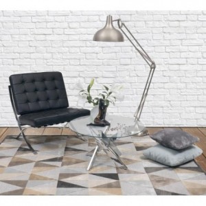 Mesa de centro de cristal cristal templado y pies de acero DALILA de 80 cm