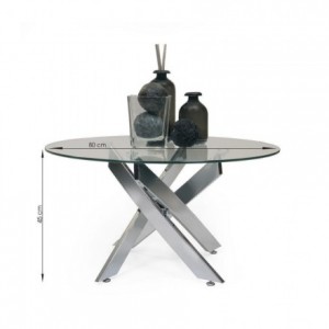 Mesa de centro de cristal cristal templado y pies de acero DALILA de 80 cm