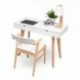 Conjunto de escritorio MELAKA mesa escritorio de 100x45 cm y silla color madera natural y blanco