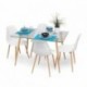 Conjunto de comedor CAIRO NORDIC mesa de cristal de 120x79,5 cm y 4 sillas nórdicas