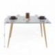 Conjunto de comedor CAIRO NORDIC mesa de cristal de 120x79,5 cm y 4 sillas nórdicas