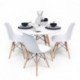 Conjunto de comedor TOWER 100 mesa redonda de 100 cm lacada en blanco con patas de madera y 4 sillas TOWER