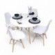 Conjunto de comedor TOWER 100 mesa redonda de 100 cm lacada en blanco con patas de madera y 4 sillas TOWER