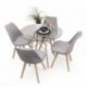 Conjunto de comedor TOWER DAY TELA mesa redonda de cristal de 100 cm y 4 sillas NEW DAY TELA