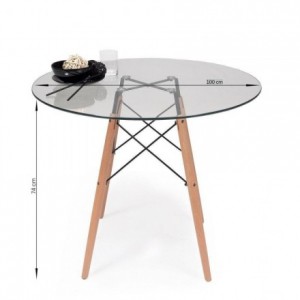 Conjunto de comedor TOWER DAY TELA mesa redonda de cristal de 100 cm y 4 sillas NEW DAY TELA