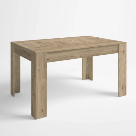 Mesa de comedor extensible BASS tablero de partículas melaminizado color blanco nordic/ madera naturale 140,4/200,4x90x76,1 cm