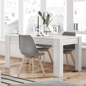 Mesa extensible BASS tablero de partículas melaminizado color blanco nordic/ madera naturale 140,4/200,4x90x76,1 cm