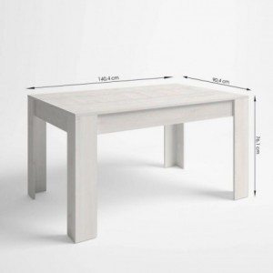 Mesa extensible BASS tablero de partículas melaminizado color blanco nordic/ madera naturale 140,4/200,4x90x76,1 cm