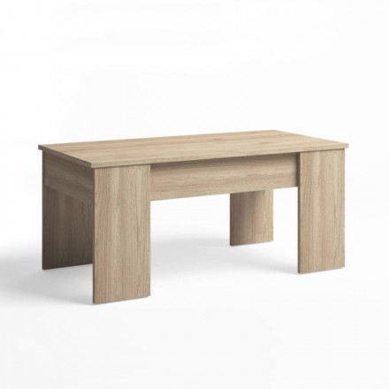 Mesa de centro elevable LOW tablero de partículas melaminizado color blanco nordic o madera naturale 100x50x45 cm