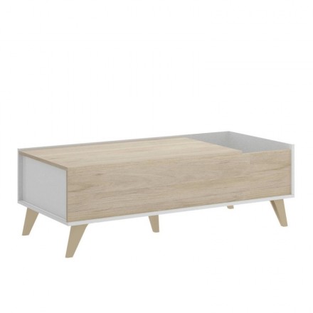 Mesa de centro elevable diseño nórdico NESS tablero de partículas melaminizado blanco/natural o grafito/natural 99x60x41/53 cm