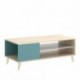 Mesa de centro de diseño nórdico NOVA tablero de partículas melaminizado color esmeralda/natural/gris 99x60 cm