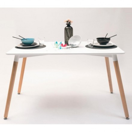 Mesa de comedor y cocina de diseño nórdico TOWER patas de haya