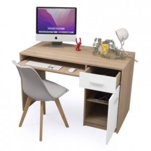 Mesa escritorio KENTO tablero de partículas melaminizado color cambrián y blanco 120x59x76 cm