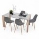 Conjunto de comedor ROSSET NORDIC mesa de cristal de 140x90 cm y 4 sillas nórdicas