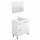 Mueble de baño + espejo AKTIVA color blanco brillo / gris ceniza de 80x45x 80 cm (LAVABO NO INCLUIDO)