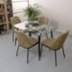 Conjunto de comedor CAIRO DURAN mesa de cristal de 120x80 cm y 4 sillas tapizadas
