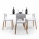 Conjunto de comedor CALAS TOWER WHITE 100, mesa redonda de 100 cm, 4 sillas de diseño nórdico