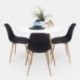Conjunto de comedor TOWER CAIRO NORDIC, mesa redonda lacada en blanco de 100 cm y 4 sillas CAIRO