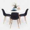 Conjunto de comedor TOWER CAIRO NORDIC, mesa redonda lacada en blanco de 100 cm y 4 sillas CAIRO