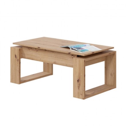 Mesa de centro elevable NOVA tablero de partículas melaminizado color roble nodi 105x50/70x45/54 cm