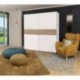 Armario de 2 puertas correderas WINTER acabado laminado sintético blanco o roble sonoma con franja blanca o roble 200x62x210 cm