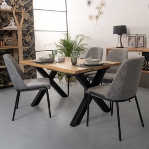 Conjunto de comedor KRAHE DURAN mesa de comedor extensible de 140/190x90 cm y 4 sillas tapizadas