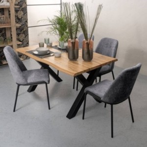 Conjunto de comedor KRAHE DURAN mesa de comedor extensible de 140/190x90 cm y 4 sillas tapizadas