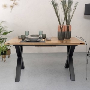 Conjunto de comedor KRAHE DURAN mesa de comedor extensible de 140/190x90 cm y 4 sillas tapizadas