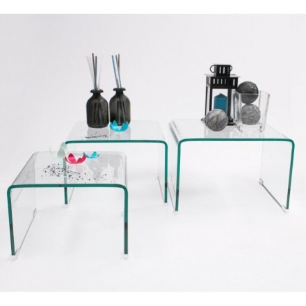 Mesitas auxiliares de cristal curvado tipo nido MURANO 3-33